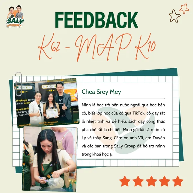 Feedback học viên Chea Srey Mey khóa K62 - MAP K10, đánh giá 5 sao