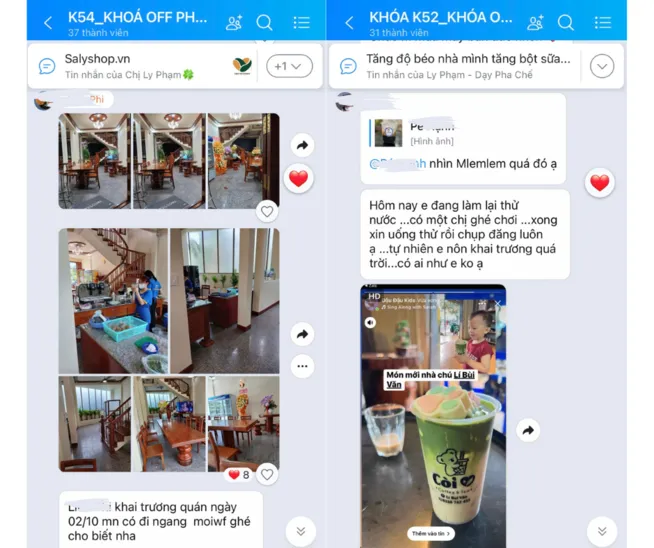 Học viên chị Linh Phi K54 và anh Coi K53 mở quán sau khóa học