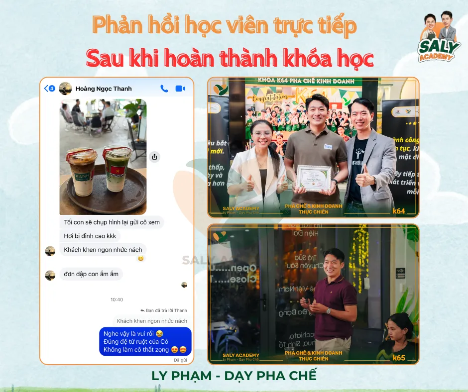 Học viên nhắn tin khoe thành phẩm và ảnh nhận bằng sau khóa học