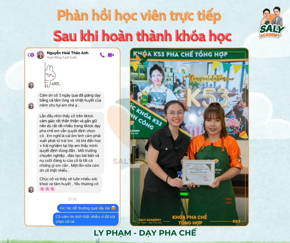 Phản hồi học viên khóa K53 pha chế tổng hợp sau khi kết thúc lớp