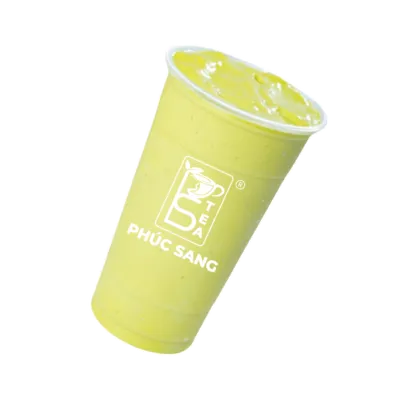 Ly sinh tố bơ màu xanh vàng, xay mịn