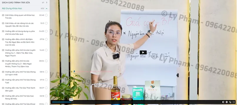 Màn hình danh sách video bài giảng trong tài khoản học viên