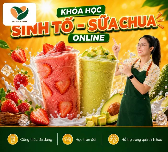 Khóa Sinh Tố và Sữa Chua online: ly sinh tố dâu và ly sinh tố bơ